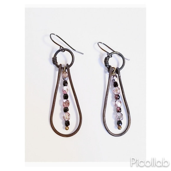 Misty Morning Steel and Glass Earrings - Picture 2 of 4